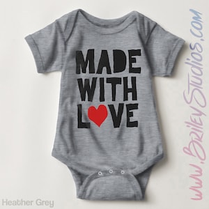 Made With Love Newborn Baby Onesie®, Birth Announcement, Coming Home Outfit, Personalized Baby Shower Gift, Gender Neutral Infant Clothes