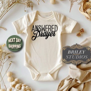 Answered Prayer Newborn Baby Onesie®, Pregnancy Announcement, Personalized Baby Shower Gift, Bible Verse, Gender Neutral, Baptism, Reveal