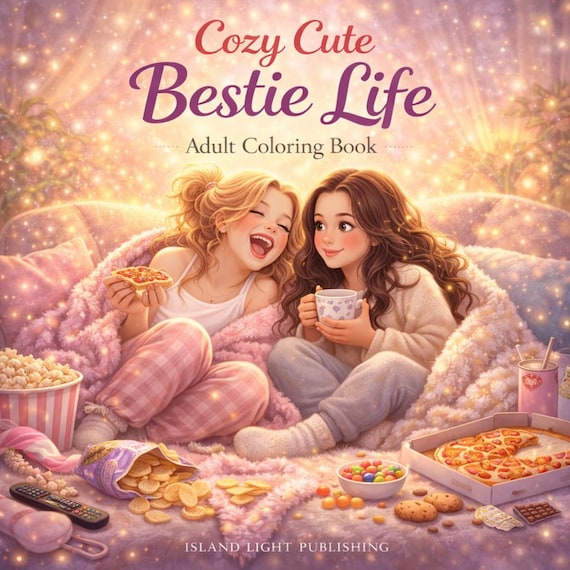 Cozy Bestie Moments Coloring Pages, Friendship Scenes, Relaxing Art (PDF Download)