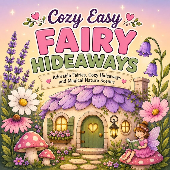Fairy Hideaways Coloring Book | Cozy Cottagecore Mushroom Houses (PDF Download)