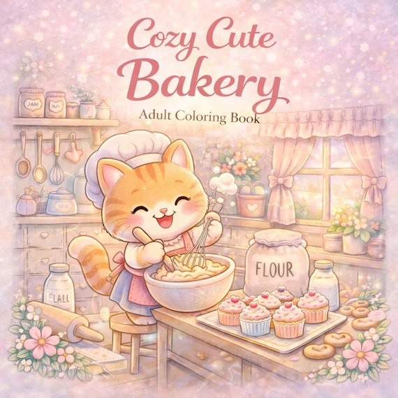 Bakery Coloring Book for Adults – Adorable Baking Scenes, Cozy Animal Pages (PDF Files)