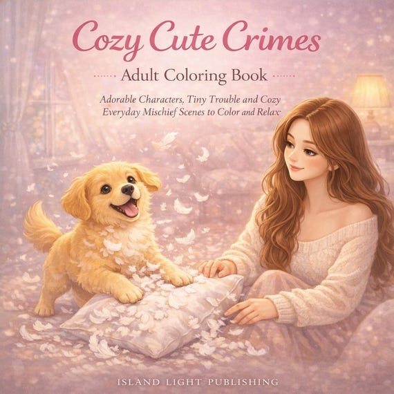 Adult Coloring Book, Cozy Crimes, Mischief Scenes, PDF Download