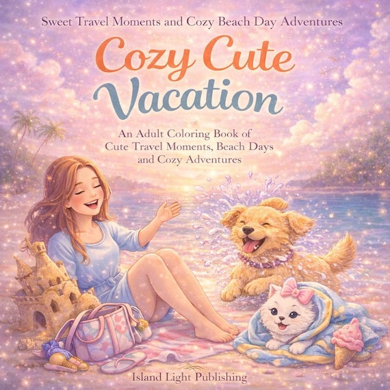 Cozy Vacation Coloring Pages for Adults | Beach Travel Scenes (PDF Download)