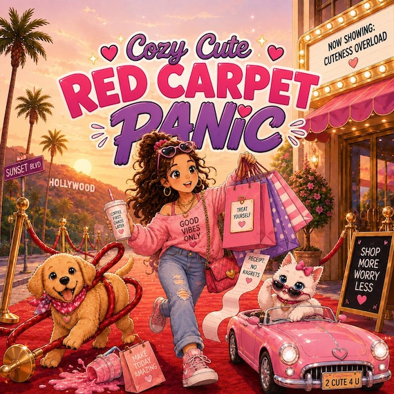 Hollywood Chaos Coloring Book, Cozy Glam Pages, Puppy Kitten Adventure (PDF)