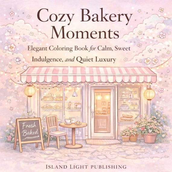 Cozy Bakery Coloring Book | Sweet Treats, Café Scenes (Instant Download)
