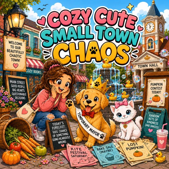 Small Town Chaos Coloring Book | Animals, Humor, PDF Download