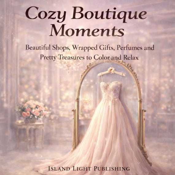 Cozy Boutique Moments Coloring Pages, Elegant Fashion Scenes (PDF Download)