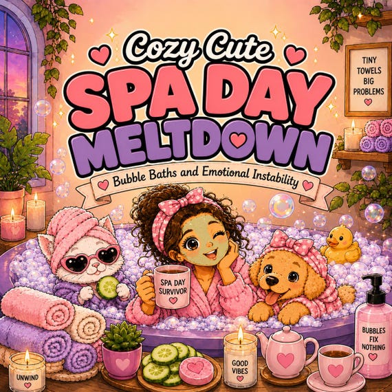 Spa Day Meltdown Coloring Book: Cozy Chaos, Bubble Baths (PDF Download)