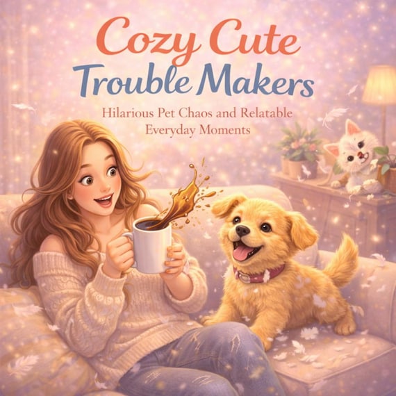 Trouble Makers Coloring Pages, Adorable Pet Chaos Scenes, Cozy Coloring Book (PDF Download)