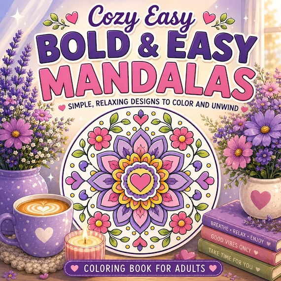 Bold Easy Mandalas Coloring Book for Adults | Simple Relaxing Designs (PDF Download)