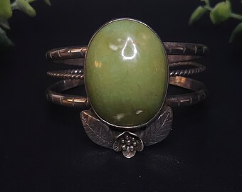 Turquoise & Floral Sterling Silver Bracelet