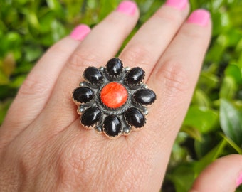 Black Onyx and Spiney Oyster Statement Ring