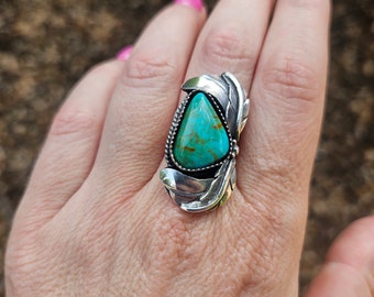 Pilot Mountain Turquoise Leaf Ring
