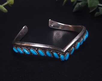Vintage Sleeping Beauty Turquoise & Sterling Silver Bracelet