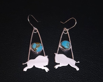 Buffalo and King Manassa Turquoise Earrings