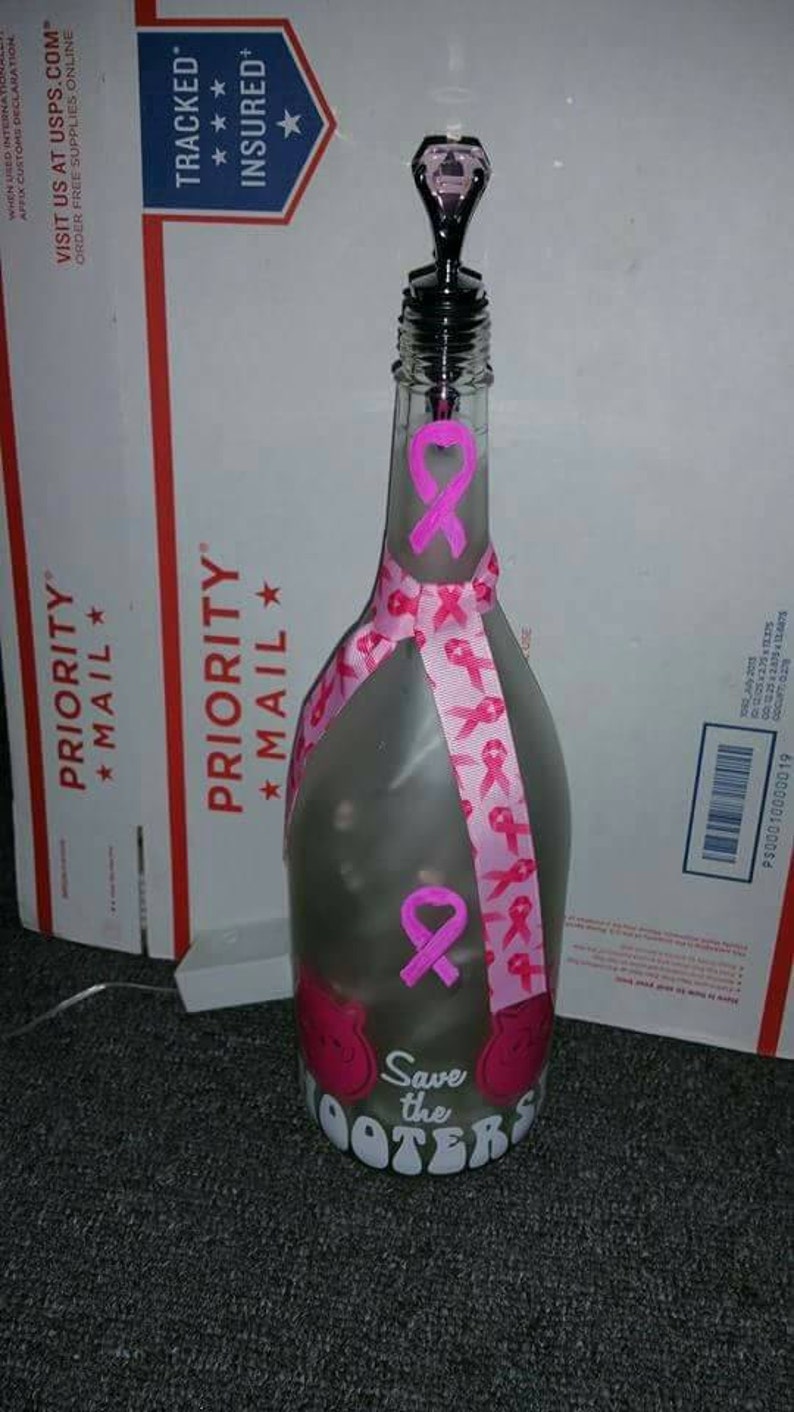 Upcycled Breast Cancer Awareness Bottle Lamp Etsy