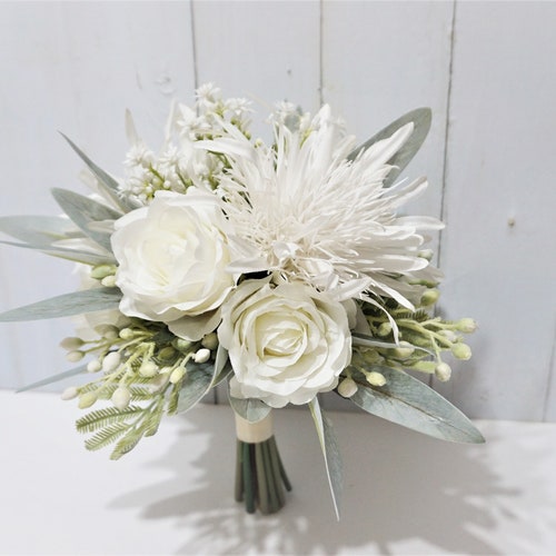 Niiyen Wedding Bouquet with Crown, Crystal Roses Bridesmaid Bouquet, 10