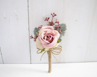 Blush Rose Boutonnieres, Blush Boutonniere, Blush Buttonhole, Blush Corsage, Blush Wedding, Woodland wedding, Rustic wedding