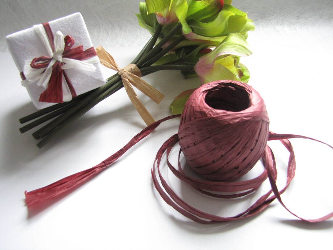 Raffle Rope 3 Rolls (20 Meter) Paper Rope, Dark Red, Raffia Rope, Paper Ribbon ...