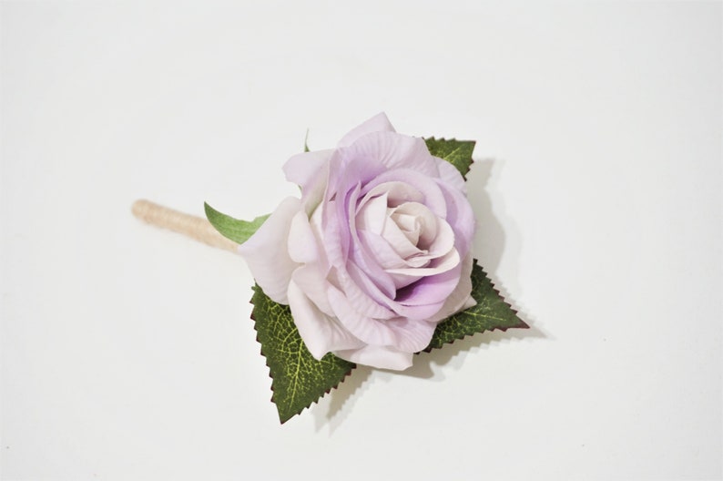 Real Touch Light Purple Corsage Boutonniere Real Touch Flower Purple Wedding Color Thistle Buttonhole Real Touch Rose Boutonniere