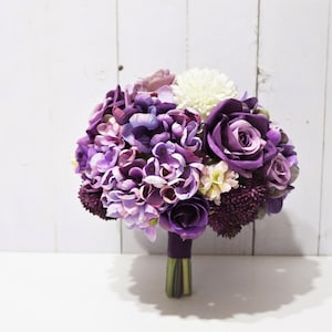 Lila Brautstrauß, Trauzeugin Bouquet, Lila Hochzeitsstrauß, Hortensie Hochzeitsstrauß, Lila Rosen Blumenstrauß