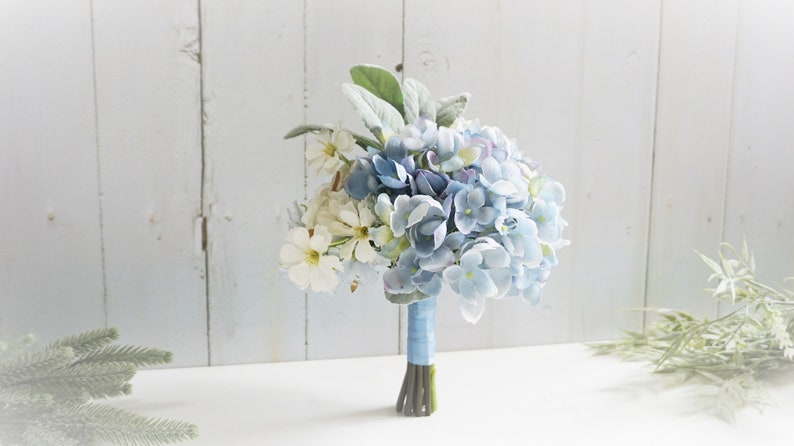 Blue Wedding Color White Wedding Bouquet 7 Junior Bridesmaid Bouquet Dusty Blue Junior Bridesmaid Bouquet Hydrangea Wedding Bouquet