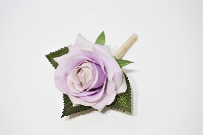 Real Touch Light Purple Corsage Boutonniere Real Touch Flower Purple Wedding Color Thistle Buttonhole Real Touch Rose Boutonniere