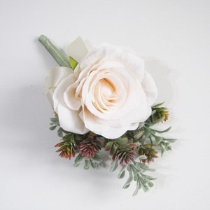 Champagne Rose Boutonnieres, Champagne Rose Corsage, Champagne Boutonniere, Champagne Buttonhole, Wedding Boutonniere, Rose Wedding image 2