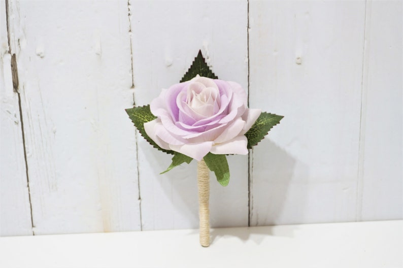 Real Touch Light Purple Corsage Boutonniere Real Touch Flower Purple Wedding Color Thistle Buttonhole Real Touch Rose Boutonniere