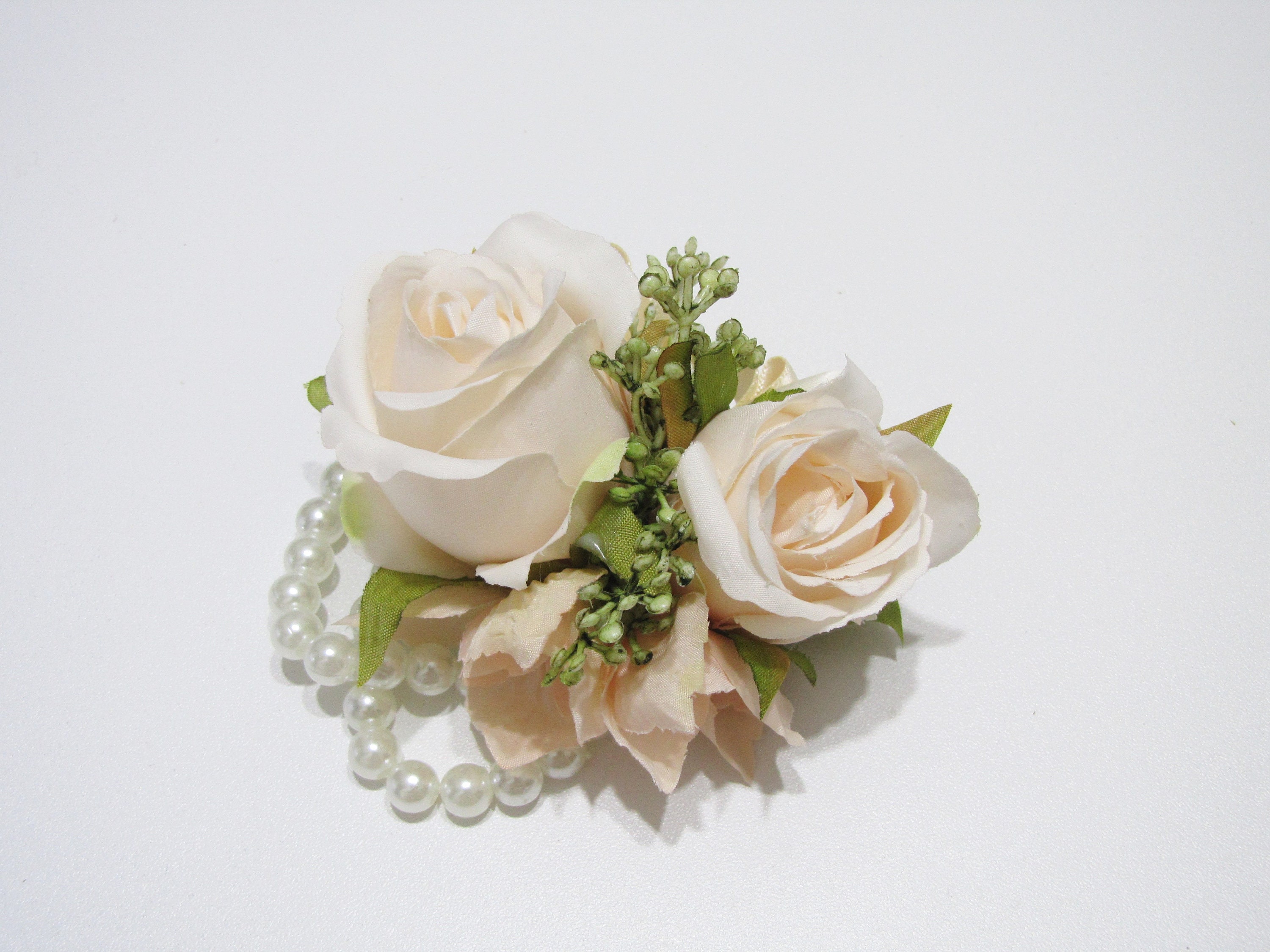 Champagne Rose Wrist Corsages Pearl Wrist Corsage Bridesmaid