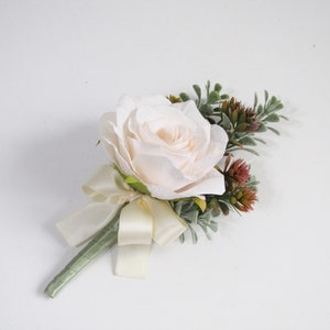 Champagne Rose Boutonnieres, Champagne Rose Corsage, Champagne Boutonniere, Champagne Buttonhole, Wedding Boutonniere, Rose Wedding image 4