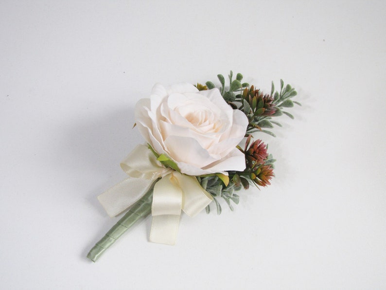 Champagne Rose Boutonnieres, Champagne Rose Corsage, Champagne Boutonniere, Champagne Buttonhole, Wedding Boutonniere, Rose Wedding image 4