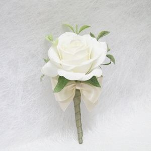 White Rose Corsage / Boutonnieres, White Rose Boutonnieres, Cottage Wedding Corsage, Wedding Boutonniere