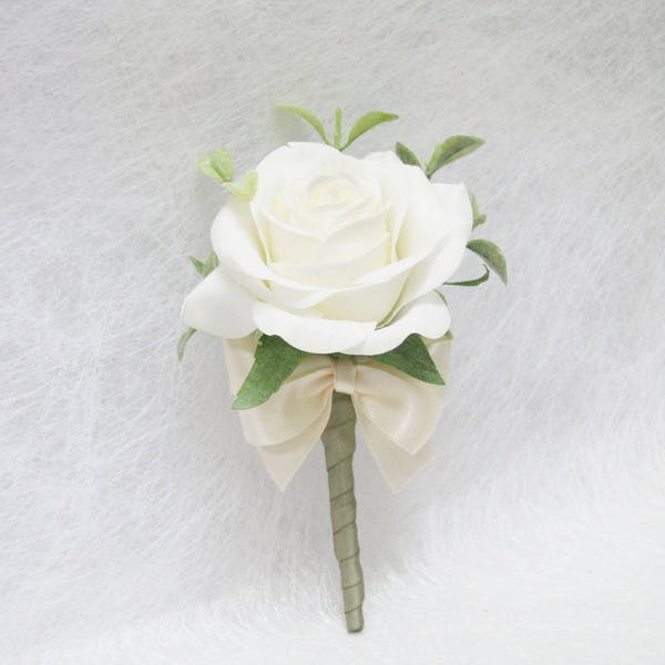 Weiße Rose Corsage / Boutonnieres, Weiße Rose Boutonnieres, Cottage Hochzeit Corsage, Hochzeit Boutonniere