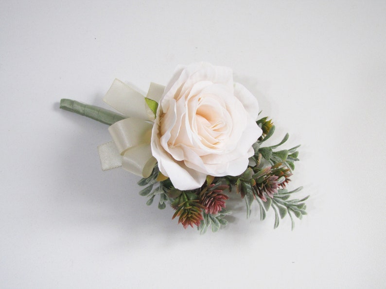 Champagne Rose Boutonnieres, Champagne Rose Corsage, Champagne Boutonniere, Champagne Buttonhole, Wedding Boutonniere, Rose Wedding image 3