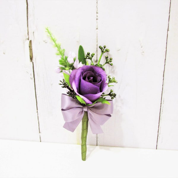 Purple Rose Corsage, Purple Rose Boutonnieres,  Rose Corsage, Wedding Boutonniere, Rose Wedding