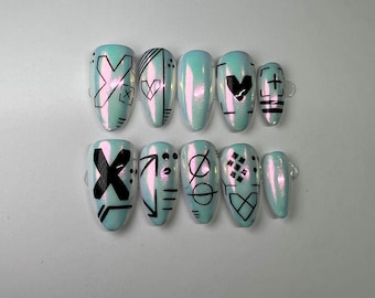 Stitch Inspired Nails | OHANA Nails - Etsy