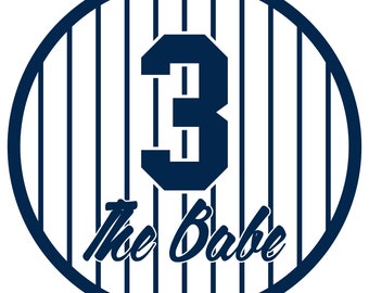 Babe Ruth New York Yankees Vinyl Decal: Weatherproof Number 3 Sticker