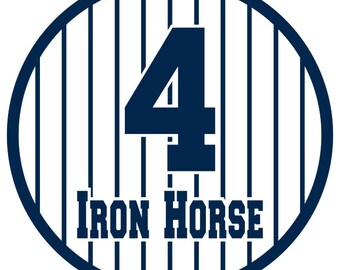 Lou Gehrig Yankees Decal: Iron Horse Number 4 Vinyl Sticker