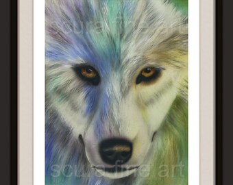 Abstract Wolf Art Print: Colorful Animal Painting