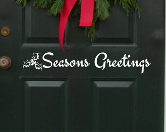 Seasons Greetings Vinyl Decal: Holiday Door Decor