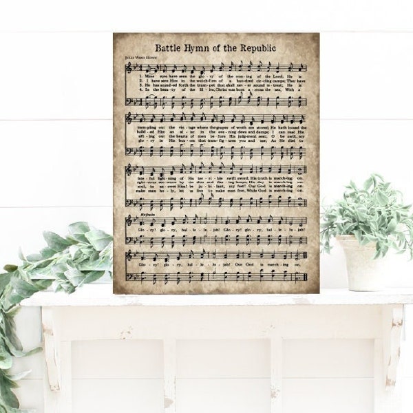 Hymn Art Battle Hymn of the Republic Hymn Sign, Vintage Hymn