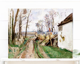 French Country Cottage Landscape, French Vintage, French Antique, Farmhouse Painting - Ready To Frame