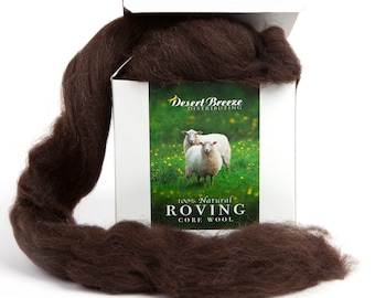 Natural Wool Roving Top, Dark Brown, 8 OZ Corriedale, Best Core Wool for Needle Felting, Wet Felting, Spinning, Dryer Balls, 25 Micron