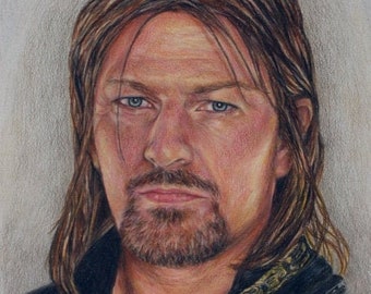 Boromir/ Sean Bean print of colored pencil drawing