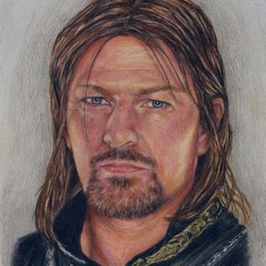 Boromir/ Sean Bean print of colored pencil drawing