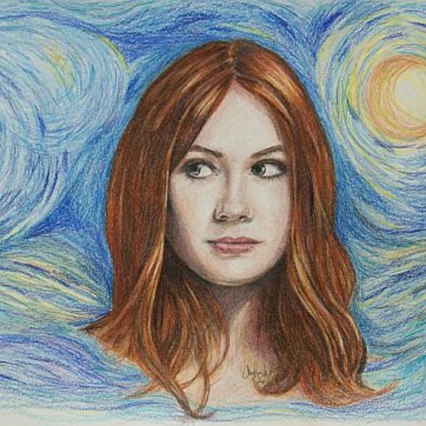 Amy Pond / Karen Gillan print of colored pencil drawing