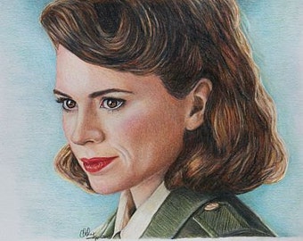 Peggy Carter / Agent Carter / Hayley Atwell print of colored pencil drawing