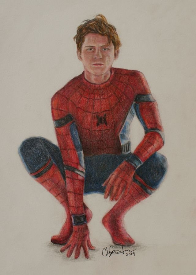 Spider-Man / Tom Holland / Peter Parker impresión de dibujo a - Etsy México