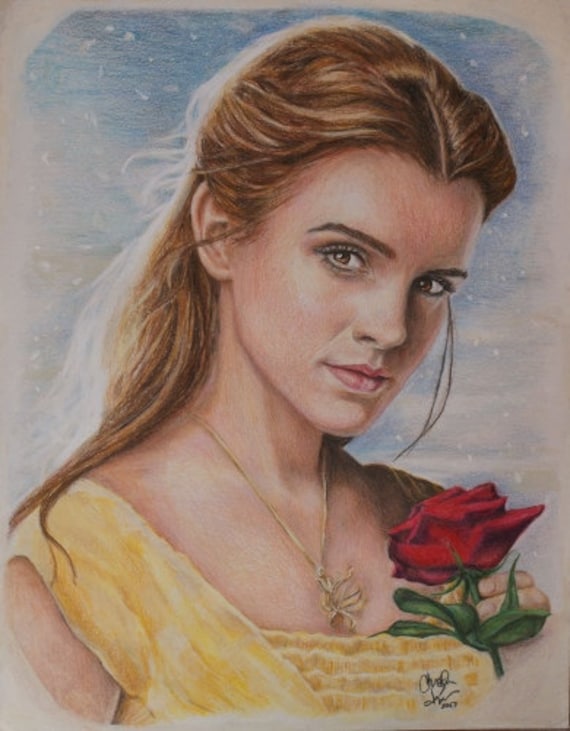 Print Of Emma Watson As Belle From Beauty And The Beast 17 Etsy